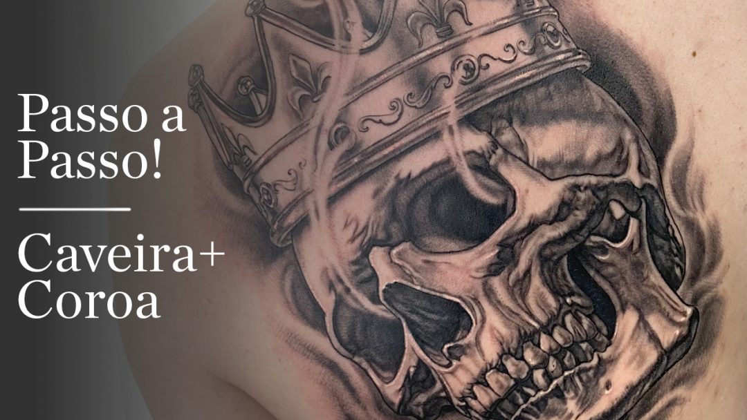 Tatuagem realista Caveira + Coroa